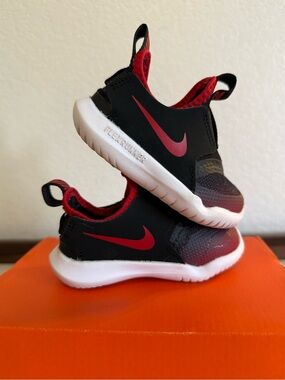 Nike Kids Black and Red Slip-On Sneakers with White Sole
